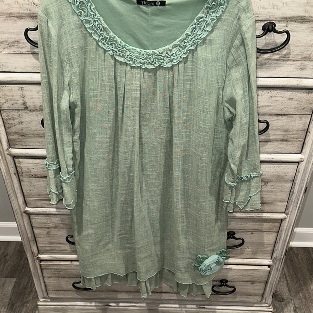 Green Ruffled Tunic Top
